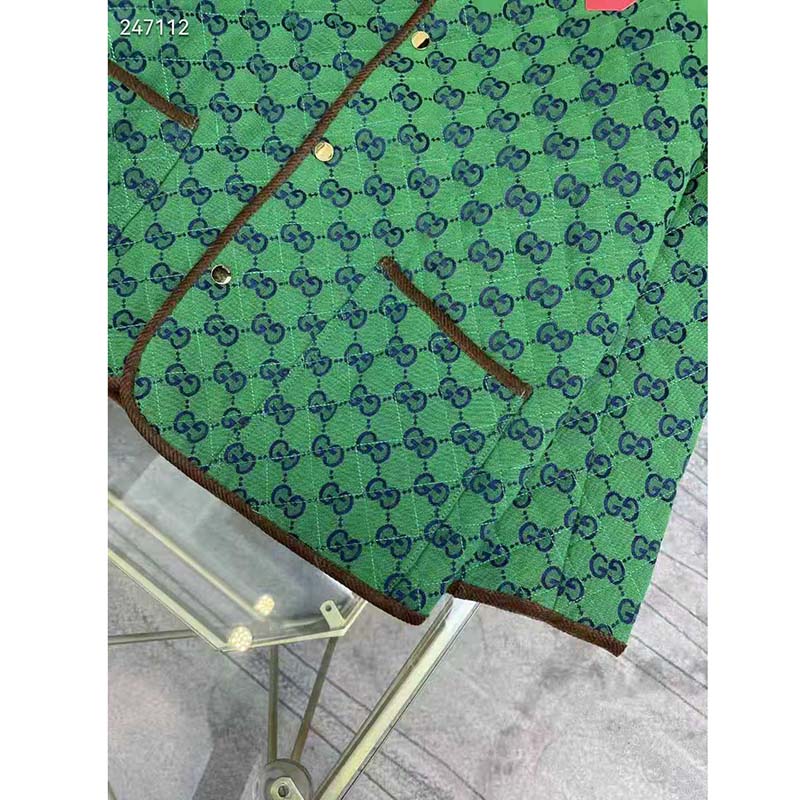 G*u*i men G*u*i 100 quilted gg jacket green blue quilted gg canvas