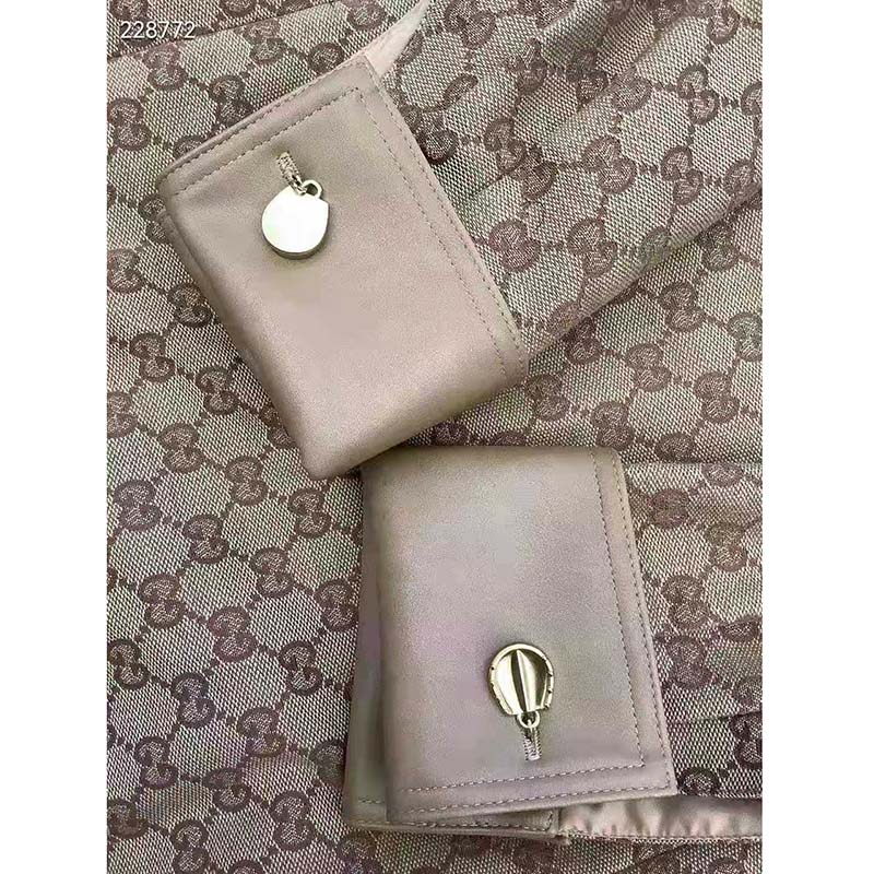 G*u*i women gg linen canvas kaftan beige ebony leather toggle chain