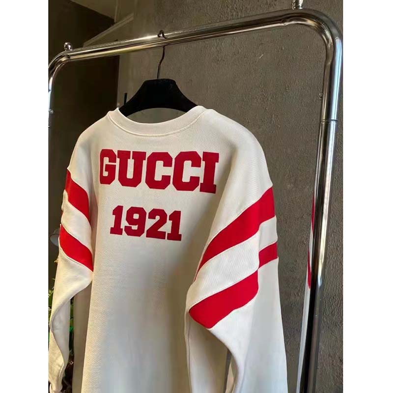 G*u*i gg men G*u*i 100 cotton sweatshirt off-white heavy felted jersey