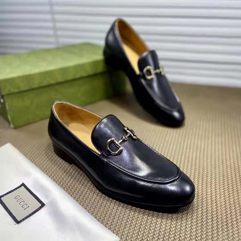 G*u*i gg men’s loafer with horsebit black leather horsebit detail