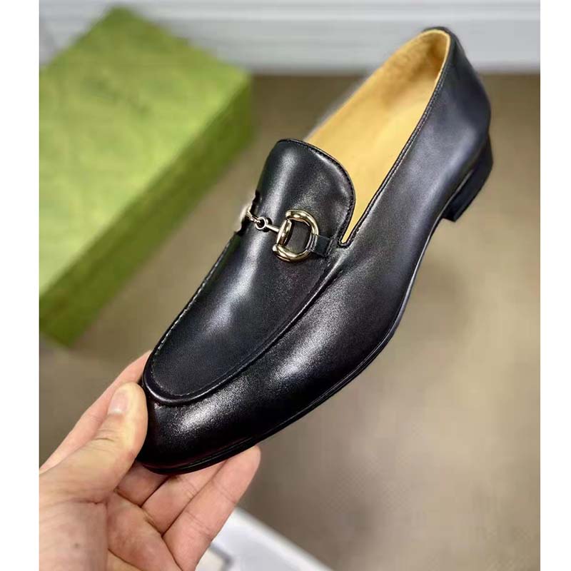 G*u*i gg men’s loafer with horsebit black leather horsebit detail