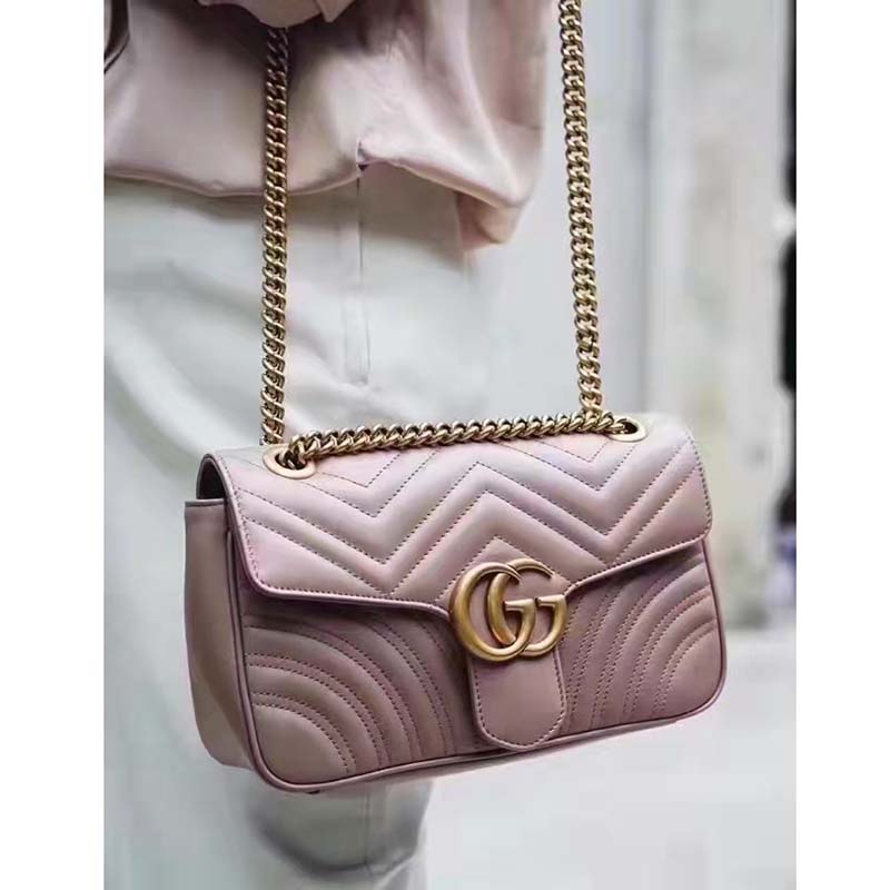 G*u*i gg women gg marmont small matelassé shoulder bag pink double g