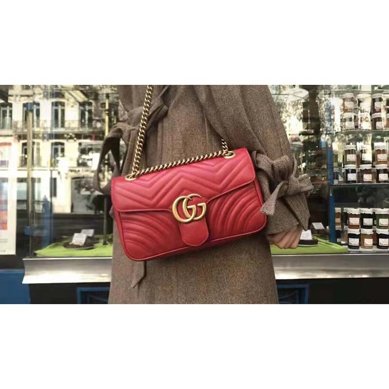 G*u*i gg women gg marmont small matelassé shoulder bag red double g