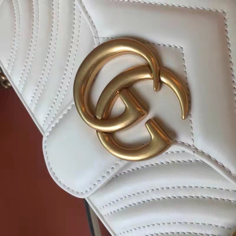 G*u*i gg women gg marmont small matelassé shoulder bag white double g