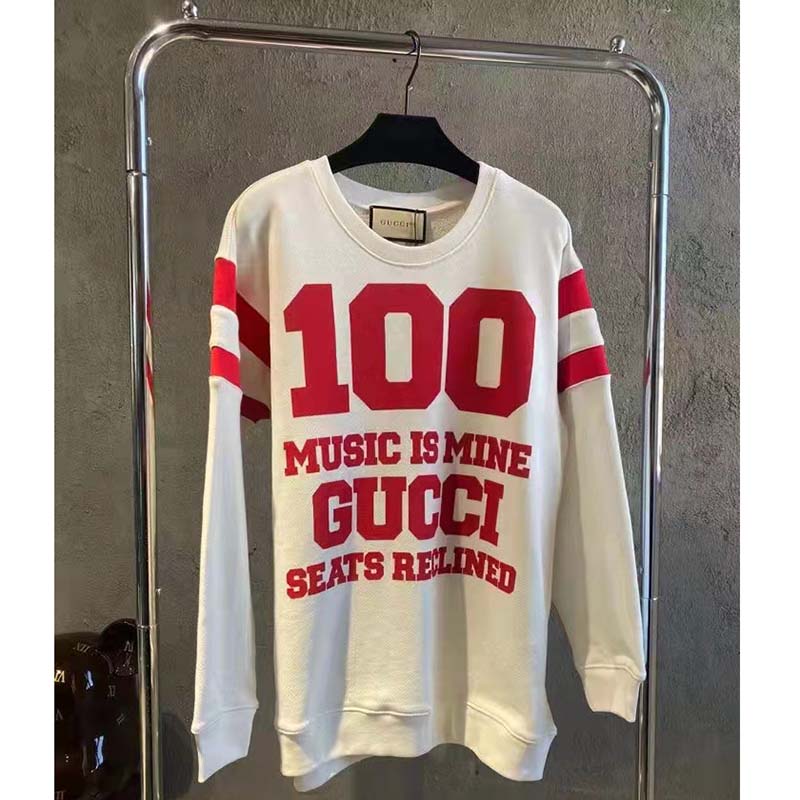 G*u*i gg women G*u*i 100 cotton sweatshirt off-white heavy felted jersey