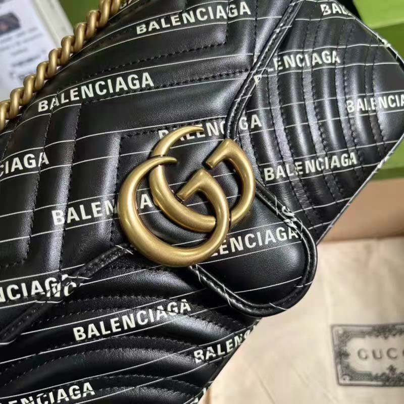 G*u*i gg women the hacker project small gg marmont bag black double g