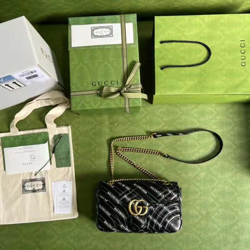 G*u*i gg women the hacker project small gg marmont bag black double g