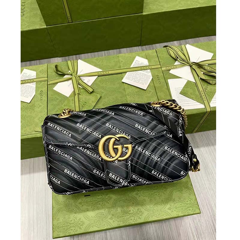 G*u*i gg women the hacker project small gg marmont bag black double g
