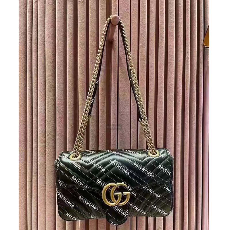 G*u*i gg women the hacker project small gg marmont bag black double g
