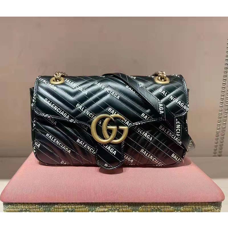 G*u*i gg women the hacker project small gg marmont bag black double g