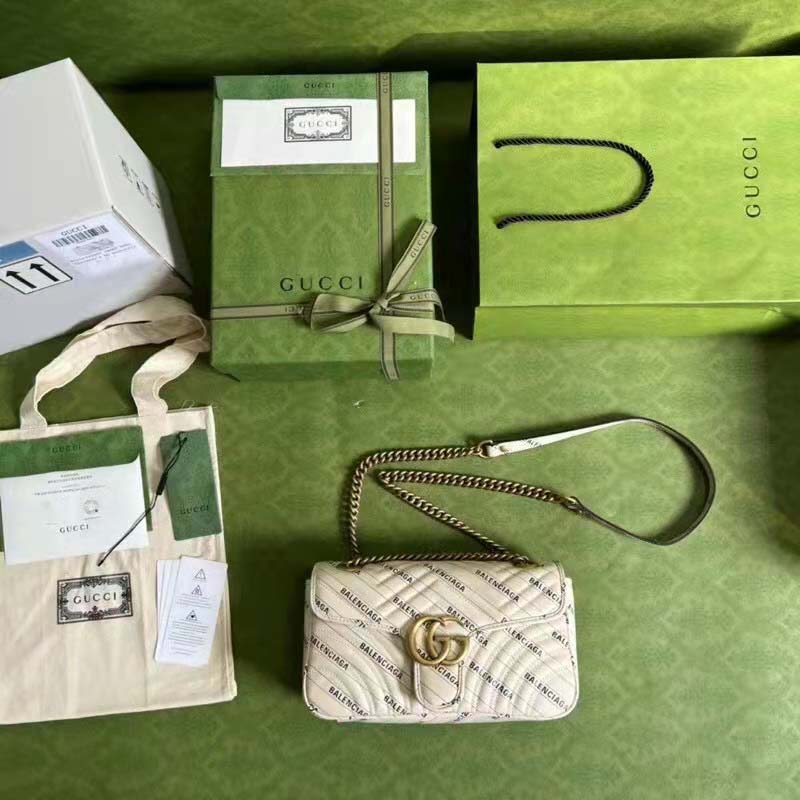 G*u*i gg women the hacker project small gg marmont bag white double g