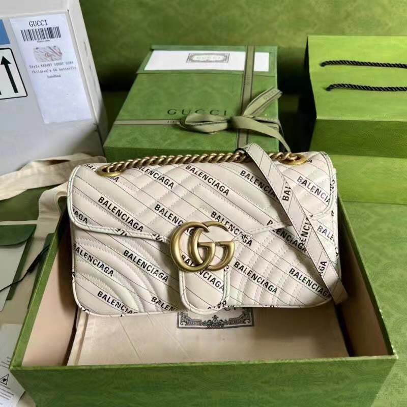 G*u*i gg women the hacker project small gg marmont bag white double g