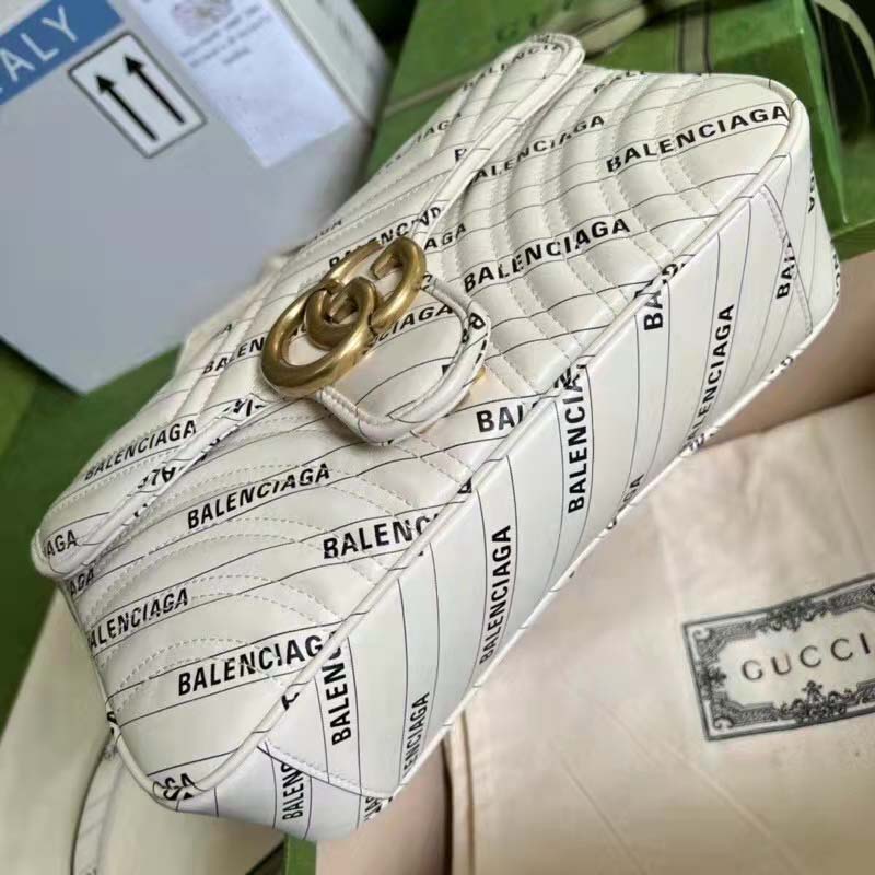 G*u*i gg women the hacker project small gg marmont bag white double g