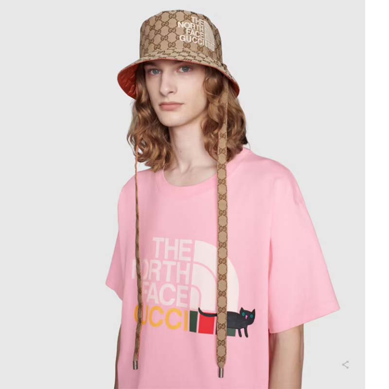 G*u*i men the north face x G*u*i t-shirt pink cotton jersey oversize fit crewneck