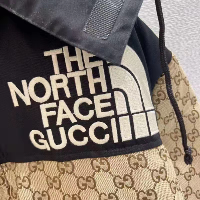 G*u*i men the north face x G*u*i padded jacket beige ebony gg canvas