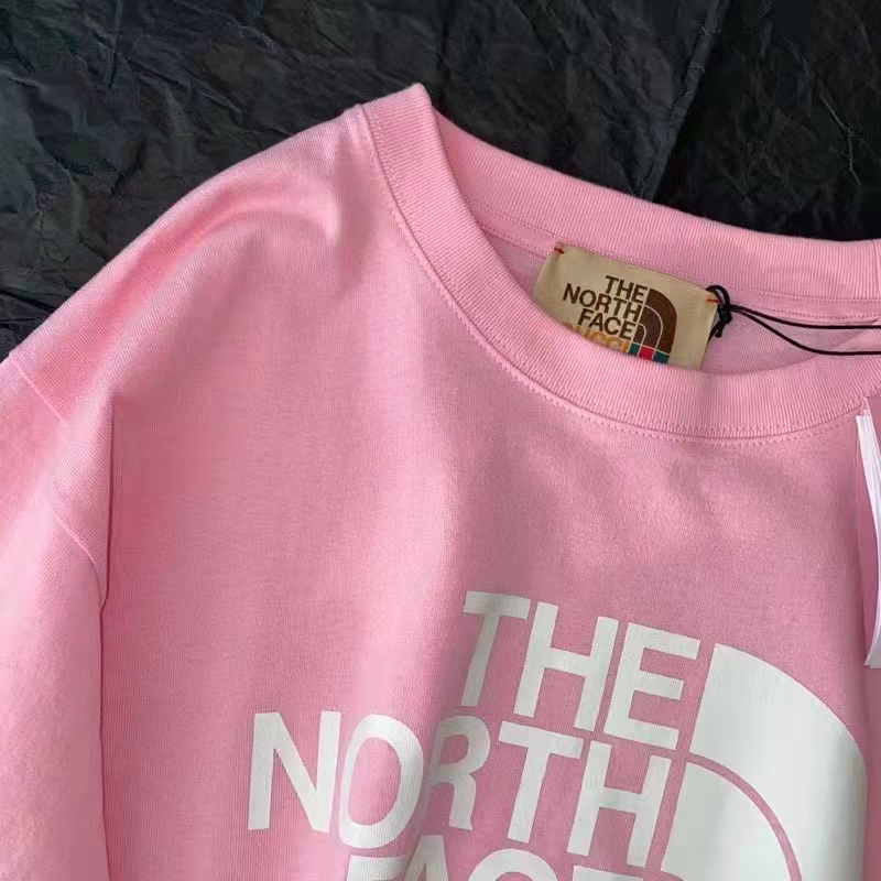G*u*i men the north face x G*u*i t-shirt pink cotton jersey oversize fit crewneck