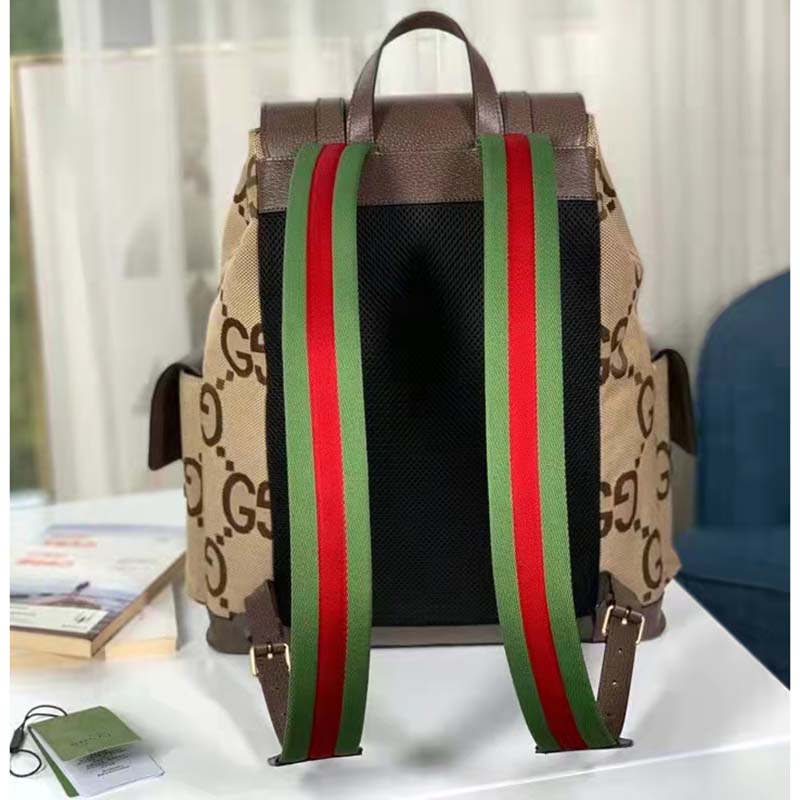 G*u*i unisex backpack jumbo gg camel ebony canvas brown leather