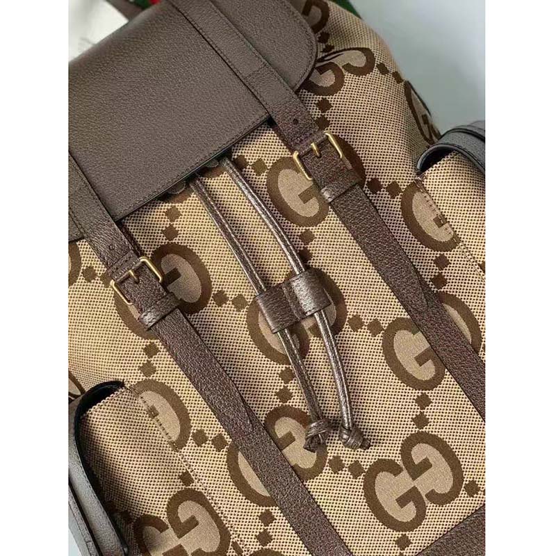 G*u*i unisex backpack jumbo gg camel ebony canvas brown leather