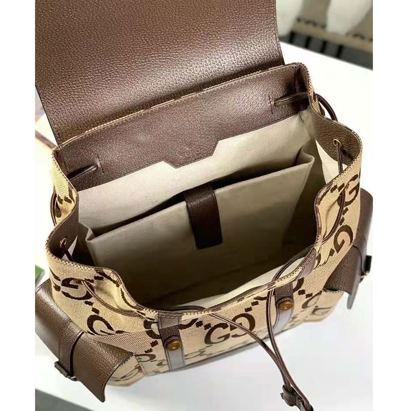G*u*i unisex backpack jumbo gg camel ebony canvas brown leather