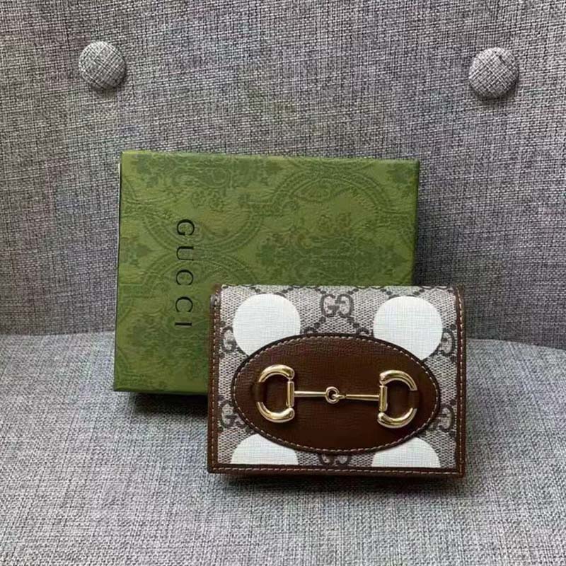G*u*i men horsebit 1955 card case wallet beige ebony gg supreme canvas