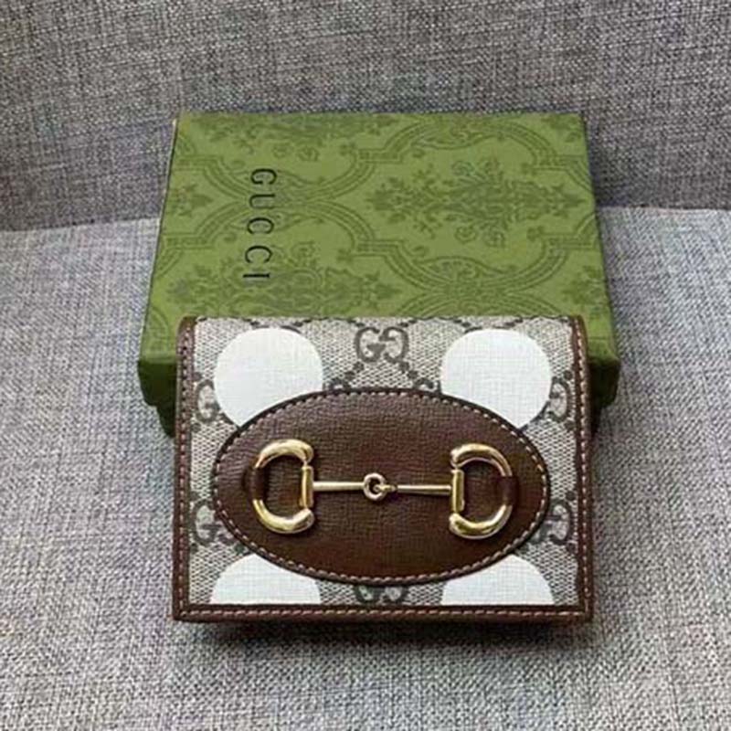 G*u*i men horsebit 1955 card case wallet beige ebony gg supreme canvas