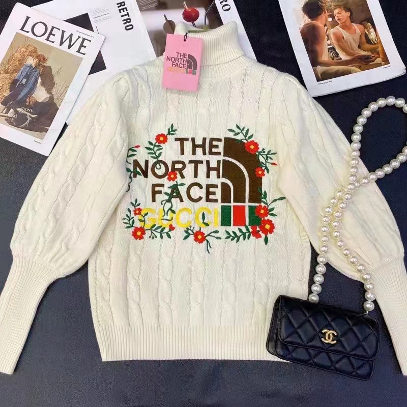 G*u*i women the north face x G*u*i sweater ivory soft wool