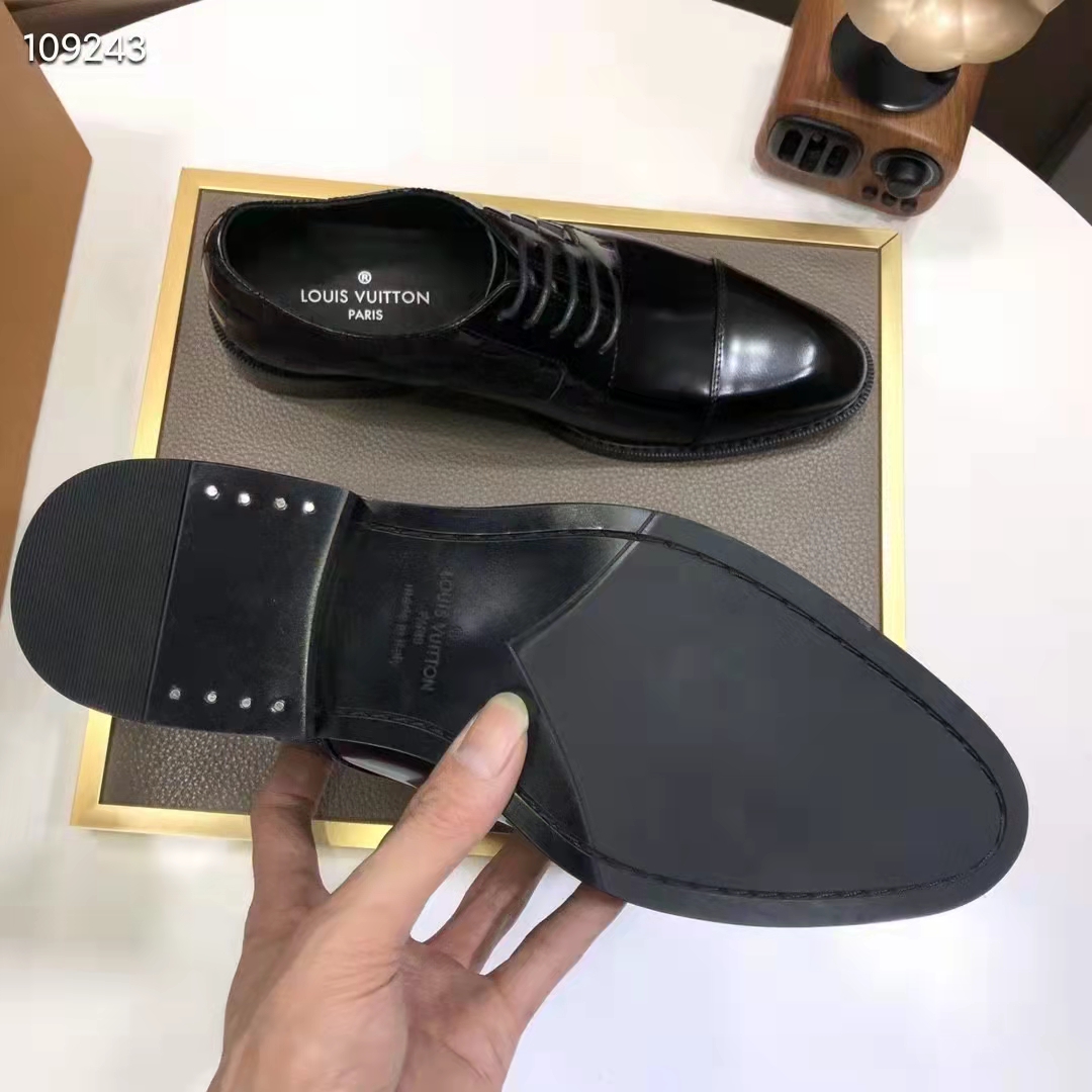 Louis Vuitton LV Men Minister Derby Damier Gglazed Calf Leather Graphite