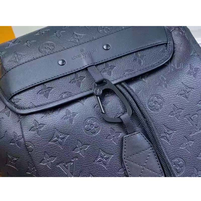 Louis Vuitton LV Unisex Discovery Backpack Black Monogram Shadow Calf Cowhide Leather