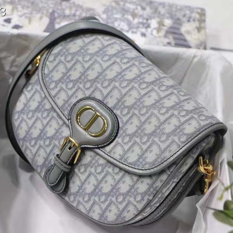 Dior Unisex Medium Dior Bobby Bag Gray Dior Oblique Jacquard