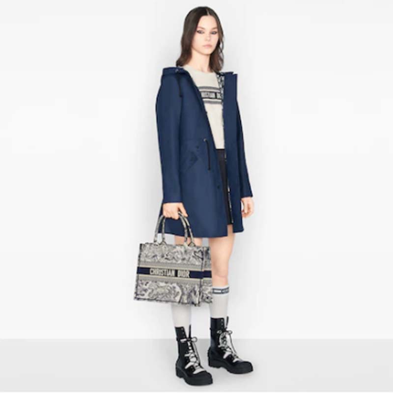 Dior Unisex Small Dior Book Tote Blue Toile De Jouy Embroidery