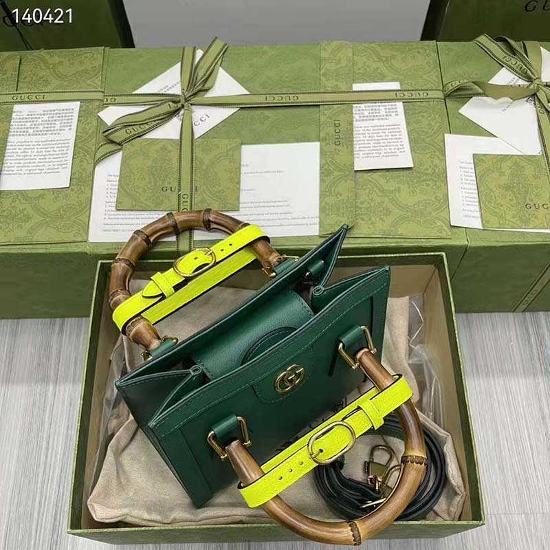 G*u*i gg women G*u*i diana mini tote bag double g green leather