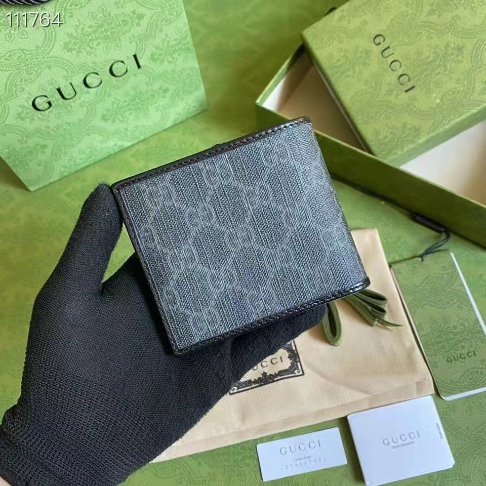 G*u*i gg unisex wallet interlocking g black gg supreme canvas