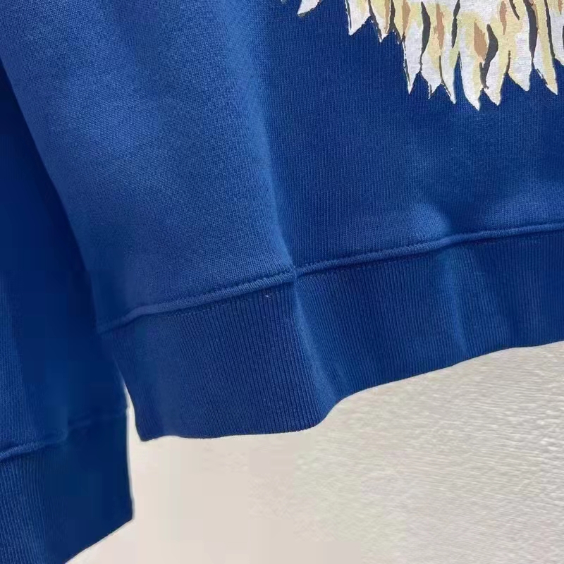 G*u*i men gg tiger cotton sweatshirt blue felted jersey crewneck