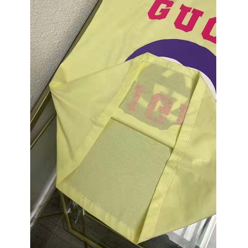 G*u*i men gg tiger interlocking g t-shirt yellow cotton jersey flower crewneck oversize fit