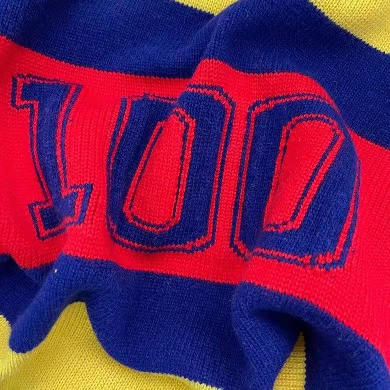 G*u*i men G*u*i 100 wool sweater yellow wool blue red web 100 intarsia