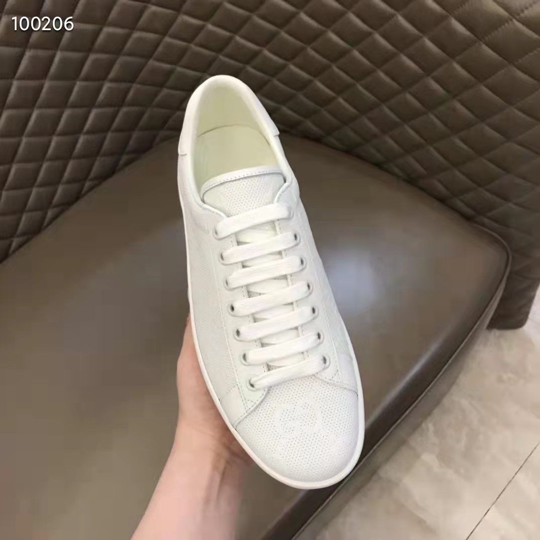 G*u*i unisex ace gg embossed sneaker white gg embossed leather rubber sole