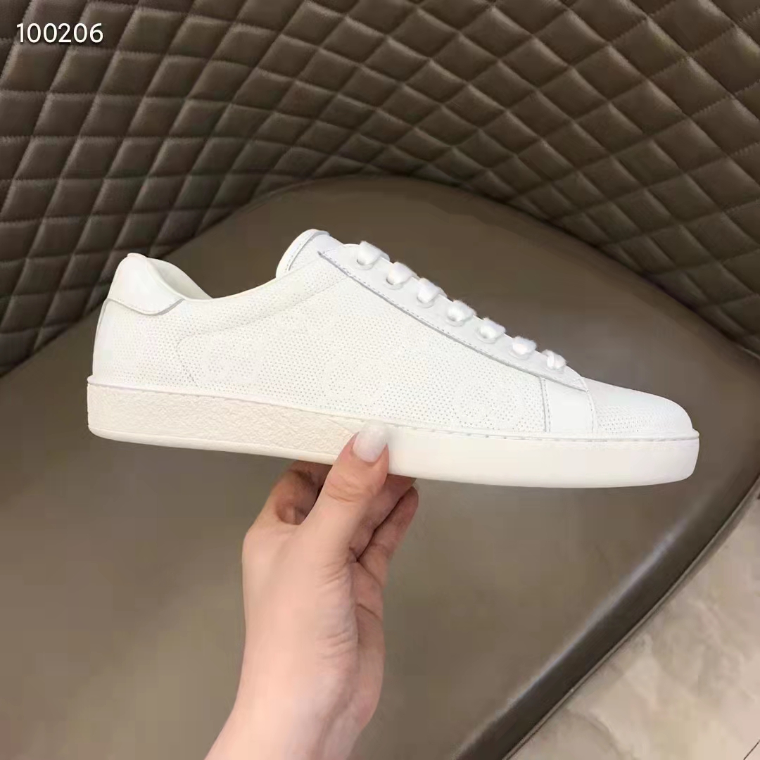 G*u*i unisex ace gg embossed sneaker white gg embossed leather rubber sole