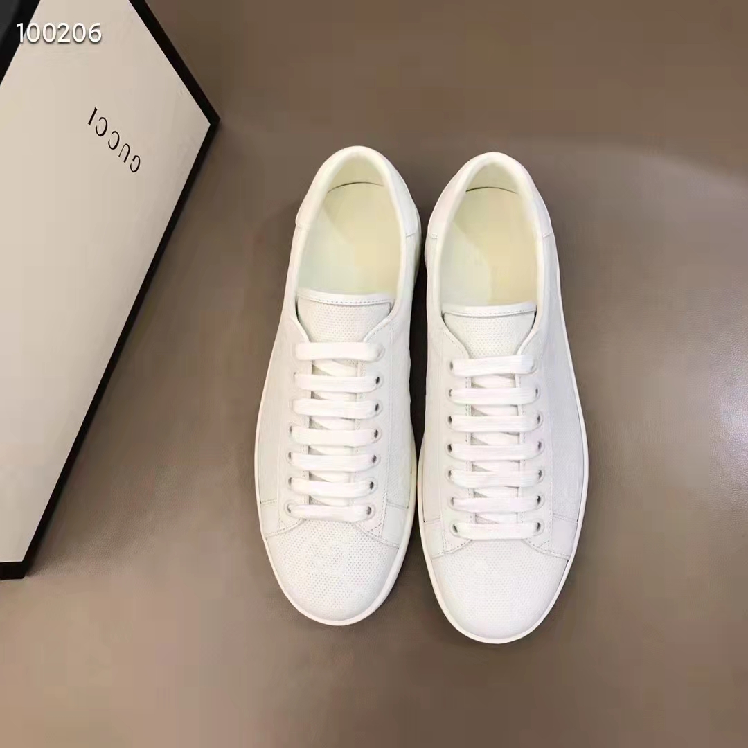 G*u*i unisex ace gg embossed sneaker white gg embossed leather rubber sole