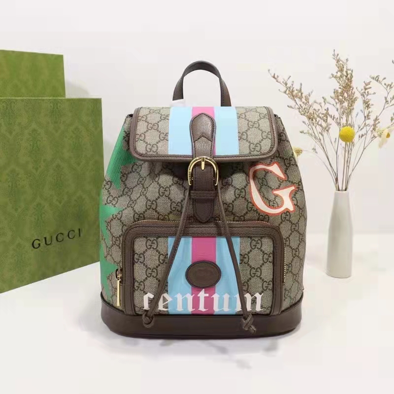 G*u*i unisex backpack with interlocking g beige centum stars g gg supreme canvas