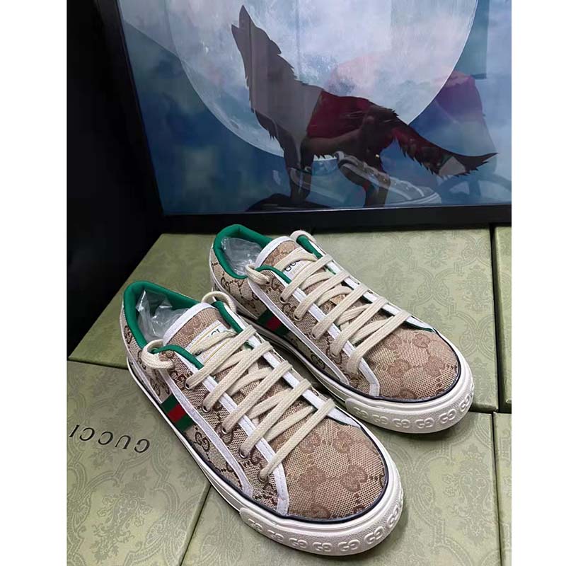 G*u*i unisex gg G*u*i tennis 1977 sneaker beige ebony original canvas
