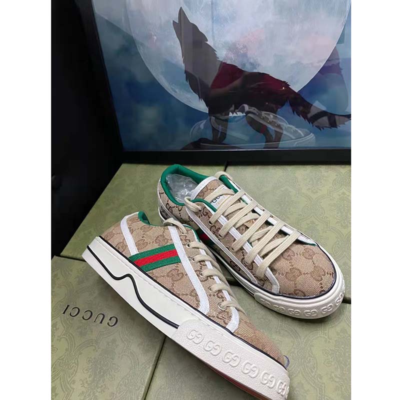 G*u*i unisex gg G*u*i tennis 1977 sneaker beige ebony original canvas