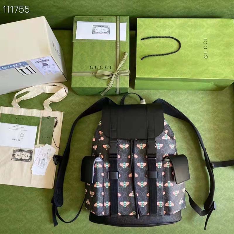G*u*i unisex G*u*i bestiary backpack bag bees black gg supreme canvas