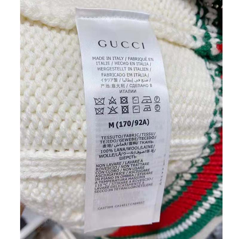 G*u*i men gg cable knit bomber jacket off-white cable knit wool
