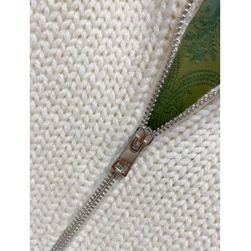 G*u*i men gg cable knit bomber jacket off-white cable knit wool