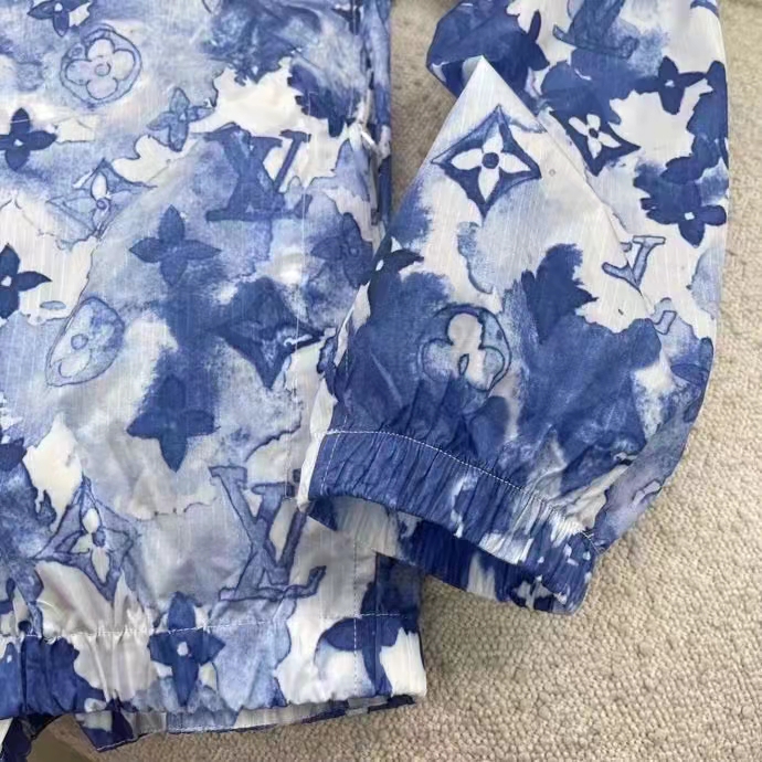 Louis Vuitton LV Men Blue Watercolor Windbreaker 100% Polyamide Indigo Regular Fit