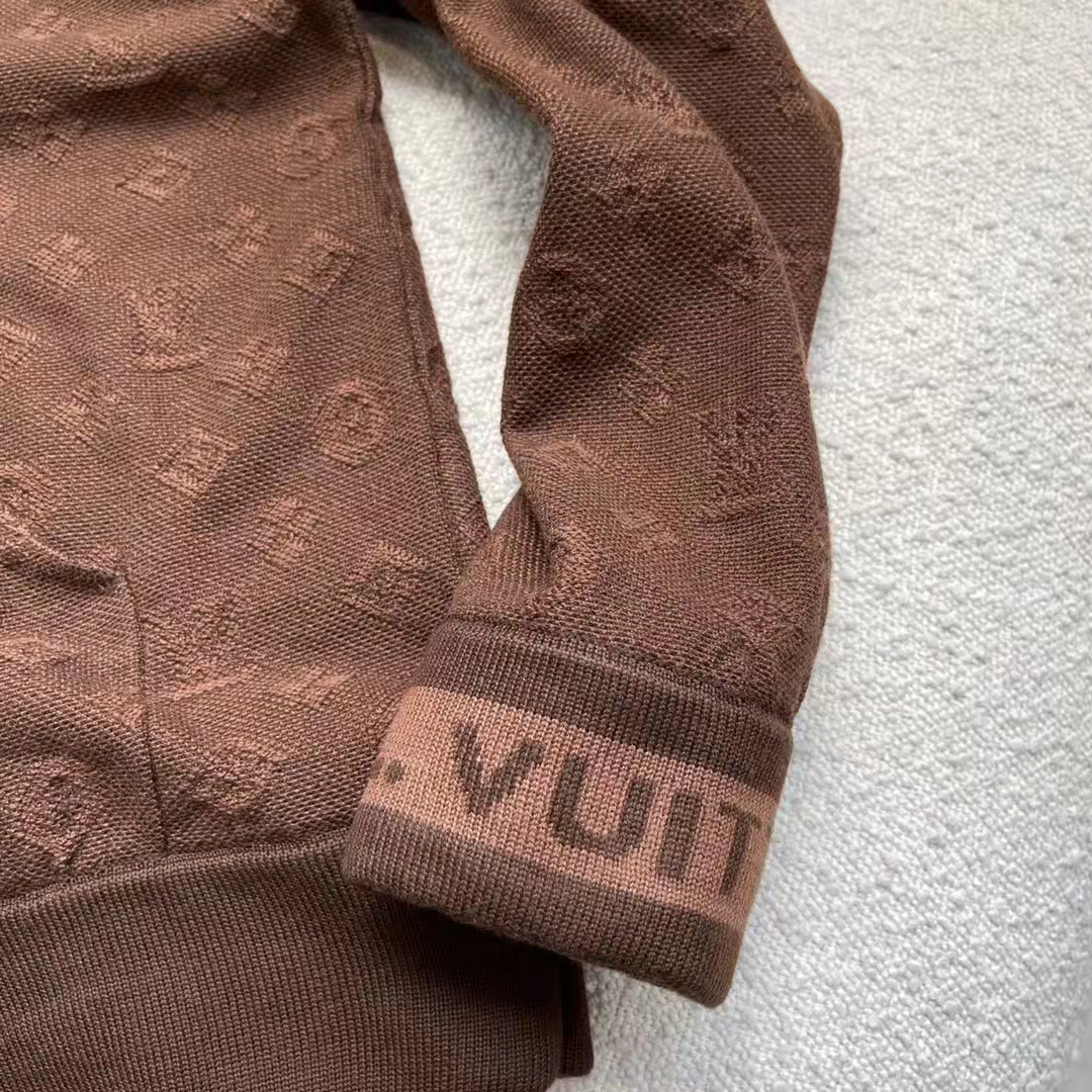 Louis Vuitton LV Women Monogram Hoodie Wool Polyester Brown Slightly Loose Fit