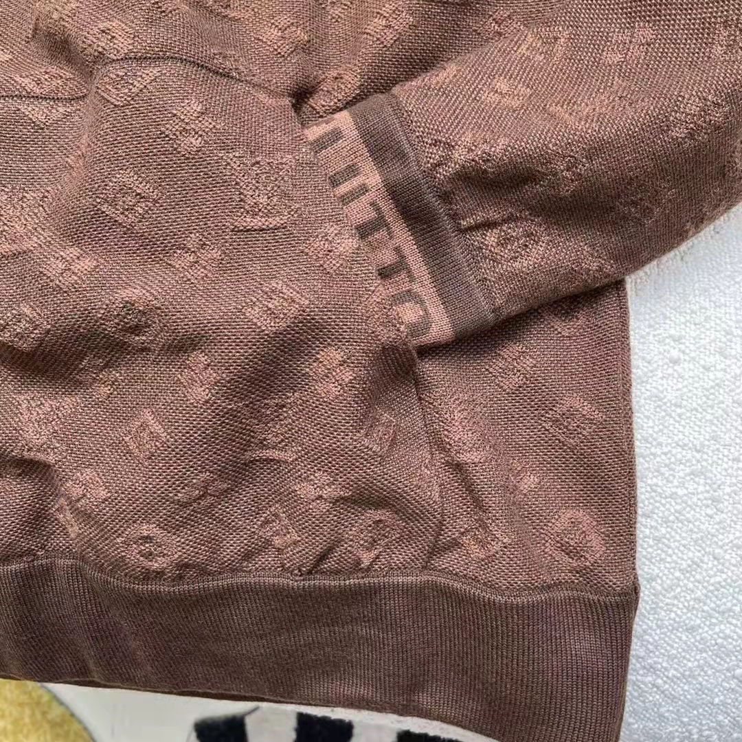 Louis Vuitton LV Women Monogram Hoodie Wool Polyester Brown Slightly Loose Fit
