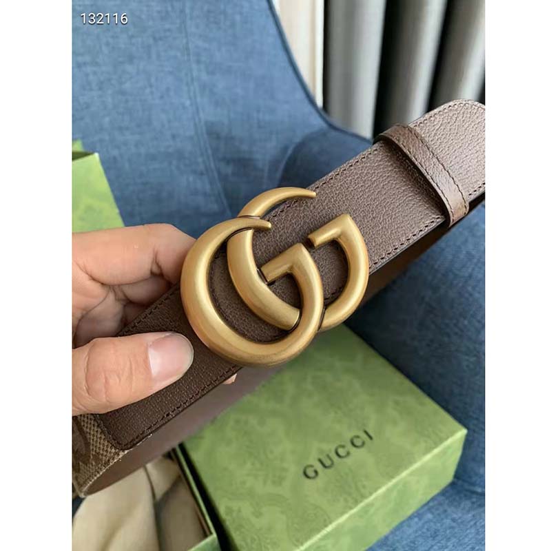 G*u*i unisex jumbo gg canvas marmont wide belt double g buckle 4 cm width