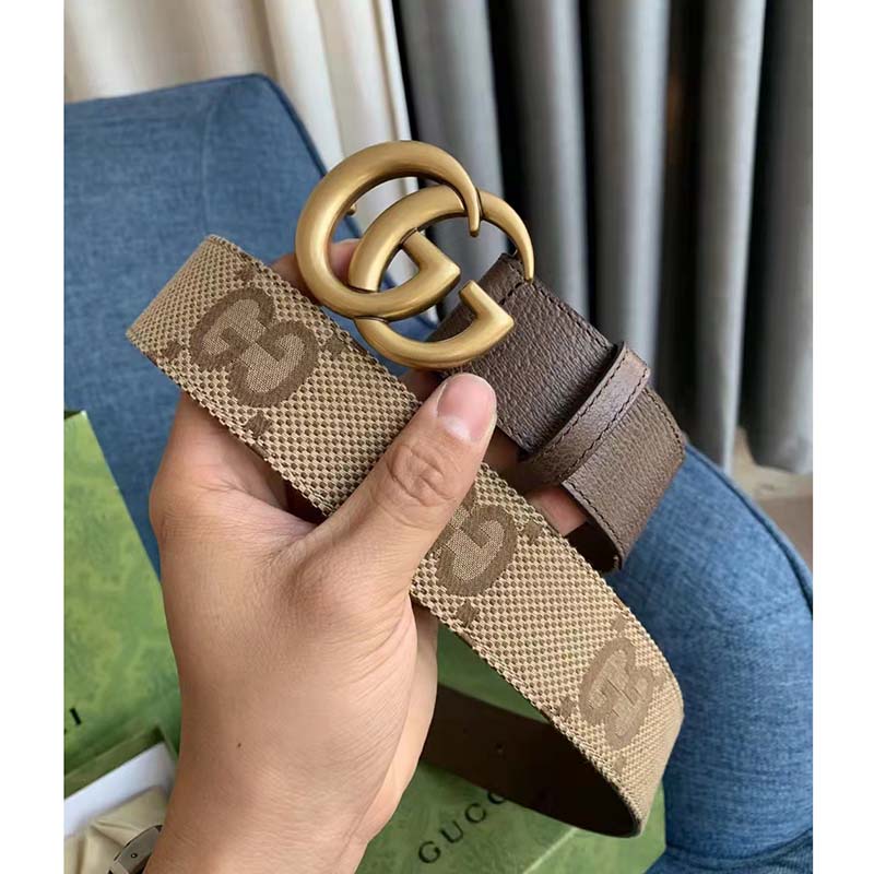 G*u*i unisex jumbo gg canvas marmont wide belt double g buckle 4 cm width