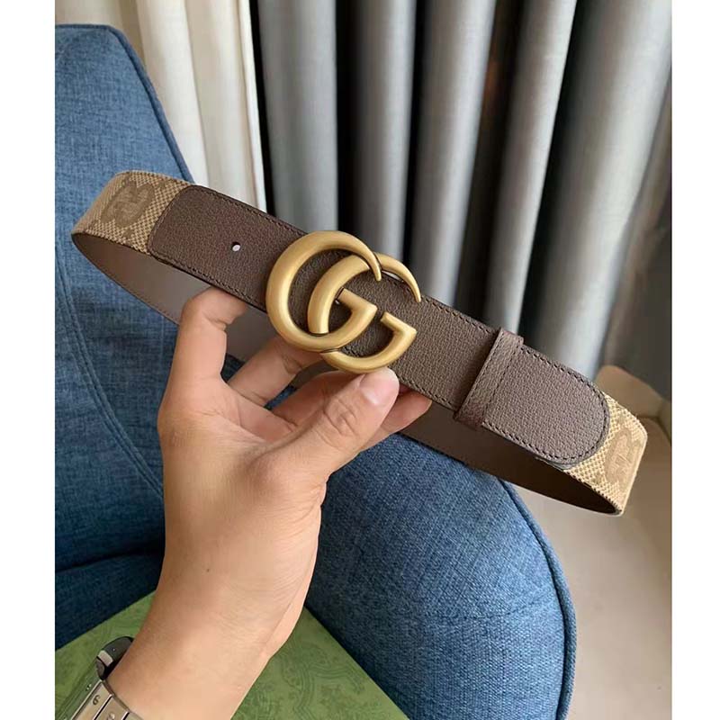 G*u*i unisex jumbo gg canvas marmont wide belt double g buckle 4 cm width